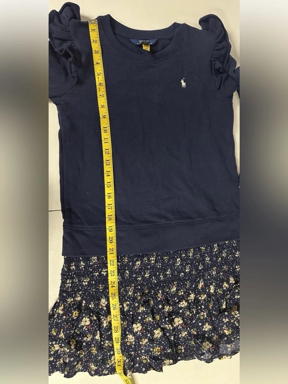 POLO RALPH LAUREN Big Girl Floral Fleece Sweatshirt Dress Newbury Floral 16/XL